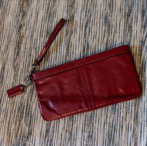 Coach Red Patent Leather Clutch Wristlet